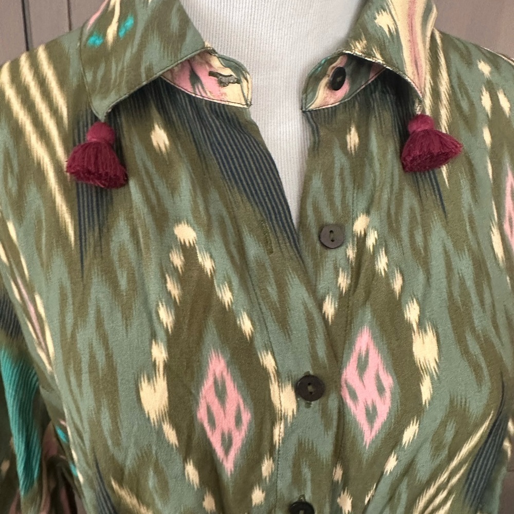 Figue , Elegant Green Patterned Maxi  Dress, size M - Picture 3 of 7